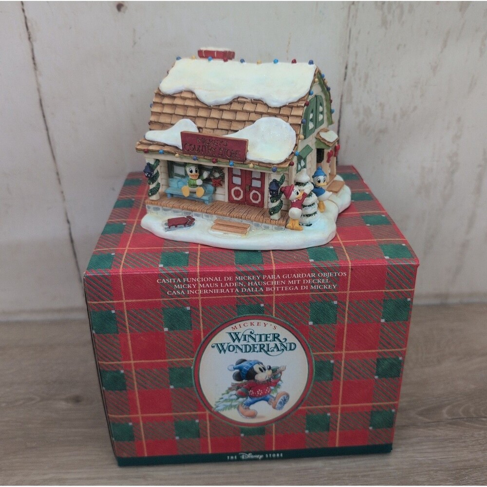 Disney Mickey’s Winter Wonderland 1996 Mickey Country Store Hinged House W/ Box